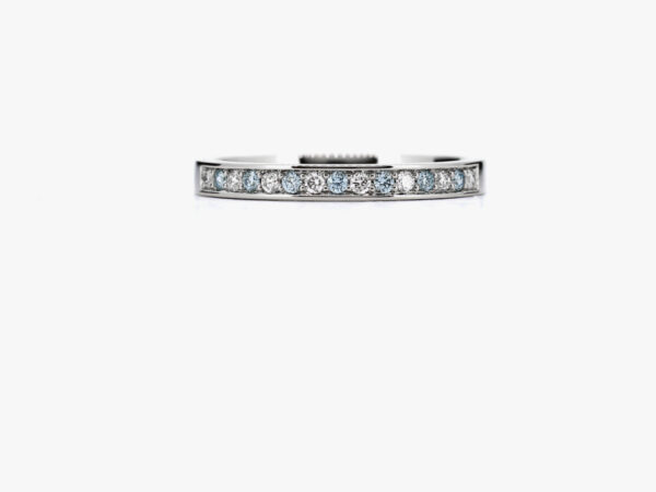 Half eternity ring with Blue and White Diamonds